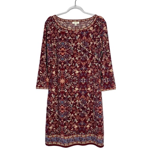 Max Studio Dresses & Skirts - Max Studio Relaxed Fit Floral Mini Dress Sz S Burgundy Boho Casual
